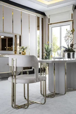 Zdjęcie produktu dla Krzesło Beżowe Elegancka Nowoczesna Jadalnia Piękny Design Tkaniny Luksusowe Metalowe Krzesła
