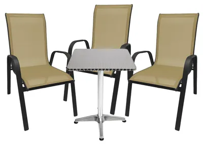 Produktbild von Bistro Sitzgarnitur Bistrogarnitur 4-teilig Anthrazit/Beige