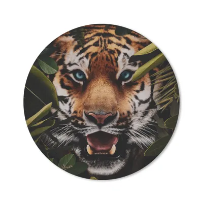 Produktbild von MuchoWow® Mauspad Mousepad Tiger - Dschungel - Blätter 40x40 cm - Mousepads - Maus Mat - Pad - Mausunterlage - Schreibtisch Accessoires