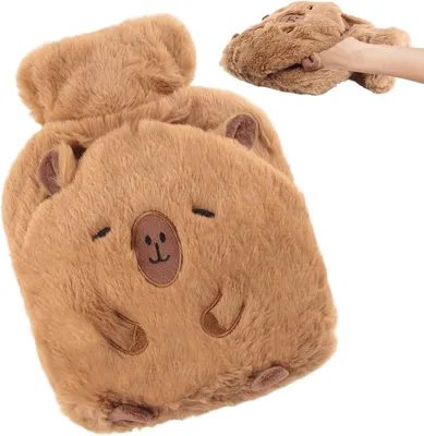 Produktbild von Capybara Wärmflasche 1 L – Mit abnehmbarem Bezug, flauschig, Braun