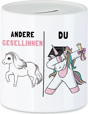 Produktbild von Andere Gesellinnen Du Spardose  Pferd Einhorn Geschenkidee Lustig Ausbildung Berufsschule
