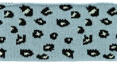 Cuff Bündchen Strickbündchen 110x7cm Baumwolle elastisch, Leopard hellblau