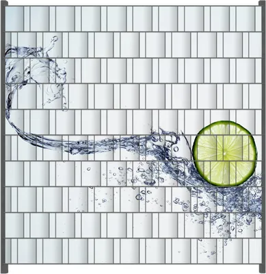 Produktbild von Wallario Zaunsichtschutz mit Motiv Limettenscheibe in spritzigem Wasser für Ein- und Doppelstabmatten Zäune in der Größe 200 x 200 cm