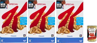 Produktbild von Kellogg’s Special K Classic (3 x 300 g) – knusprige Getreide-Flakes mit Vollkornweizen – ballaststoffreiche Frühstückscerealien – natürlicher Genuss ohne künstliche Farb + Italian Gourmet polpa 400g