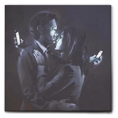 Produktbild von Banksy - Handy-Liebhaber - 100L x 100B cm - Premium Loom Canvas mit hoher Dicke