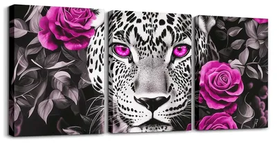 3-teiliges Leinwand-Wandbild Gepard Rose 12x16 Zoll