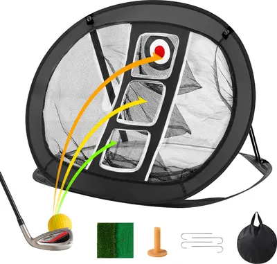 Obrázok produktu pre VEVOR golfová sieť na štiepanie, pop-up golfová tréningová sieť, prenosná golfová sieť na štiepanie v interiéri aj exteriéri, s terčom/podložkou/loptičkami/taškou na prenášanie, na tréning švihu na dvore, darček pre mužov, čierna