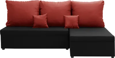 Produktbild von Ecksofa mit Schlaffunktion BODO - Schwarz/Rot