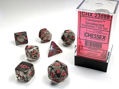 Produktbild von Chessex - Translucent - 7-Die Set - Smoke/Red