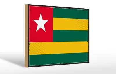 Produktbild von Holzschild Flagge Togos 30x20cm Retro Flag of Togo