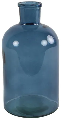 Produktbild von Countryfield Blumen/Zweige Vase - meerblau/transparent - Glas - Apothekerflaschenform - 14 x 27 cm
