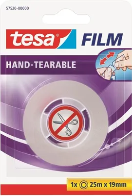 Produktbild von Tesa - Packbandfilm 25mx19mm Handscheiable Tr | Blasen Sie ein 1 Stück | 6 Stück