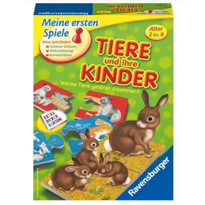 Produktbild von Ravensburger 21403 - Tiere und ihre Kinder - Kinderspiel, Tierwelt kennenlernen - für 1-4 Spieler ab 2 Jahren