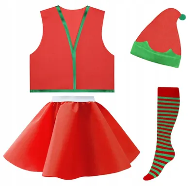 Produktbild von Kinder Elf Kostüm Rot 4-teilig Weihnachts-Verkleidung