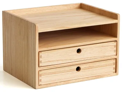 Produktbild von Schreibtisch-Organizer aus Holz mit Schubladen, Bürobedarf, Aufbewahrungsbox aus Holz, Regal, Kosmetikbox mit 2 Schubladen und 1 Fach