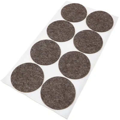 Obrázek produktu pro Adsamm® | 8 x vlněné plstěné kluzáky | Ø 60 mm | hnědé | kulaté | 3 mm silné samolepicí nábytkové kluzáky z pravé vlněné plsti