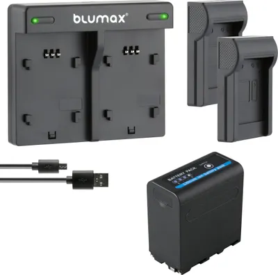 Produktbild von 1x Akku + Lader für Sony NP-F970 NP-F980 mit 5V USB Ausgang DC 8,4V 7850 mAh