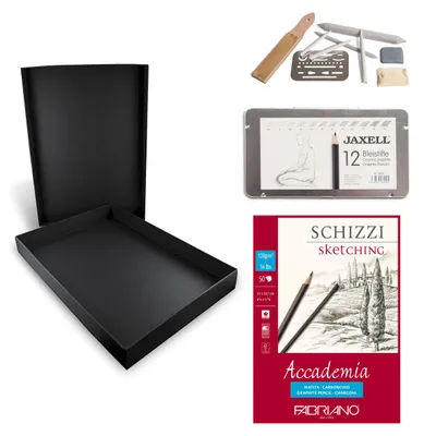 Productafbeelding van Honsell 14-99889 - Tekenset "Disegno" - Kunstenaarsset, zwarte opbergdoos