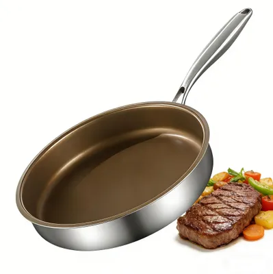 Bratpfanne 28 cm, Titan-Antihaft, Edelstahl, Induktion, abnehmbarer Griff