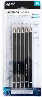 Produktbild von Mont Marte SIGNATURE Skizzierstifte Set 10-tlg. – Kohlestifte Bleistifte verschiedene Härtegrade – für feine Linien, Schattierungen & Zeichnungen