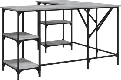 Obrázek produktu pro vidaXL Psací stůl Grey Sonoma 139x139x75 cm Materiál na bázi dřeva