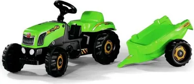 Produktbild von rolly toys Kid Trettraktor mit Anhänger, grün/silber, Maße: 134x47x52 cm; 01 216 9