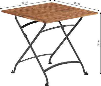 Produktbild von Dehner Klapptisch Balkontisch Tegernsee, ca. 80 x 74 x 80 cm, FSC®-es Akazienholz / Stahl, hellbraun