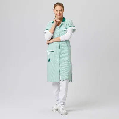 Produktbild von Damen Kittel, grün gestreift, Gr. 2XL : 2XL : grün gestreift : 65% Polyester 35% Baumwolle