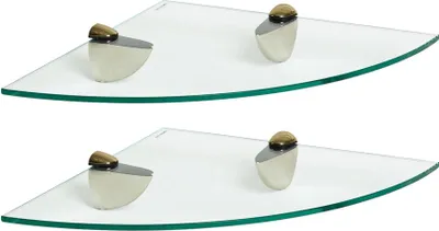 Produktbild von Harbour Housewares Eckregale aus Glas, schwebend – 30 cm – Transparent/Gold – 2er-Pack