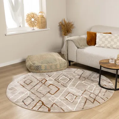 Zdjęcie produktu dla Volero - Dywan Berber okrągły - Blend Diamond Beige - Ø 120cm