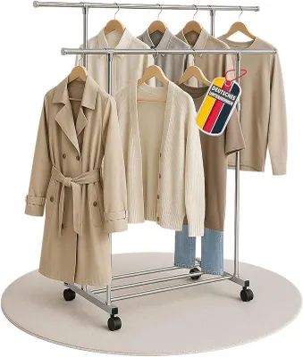 Imagen del producto de Perchero de ropa móvil, estable, de 162x42x160 cm, armario rodante