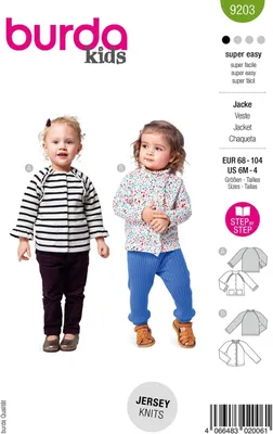 Imagen del producto de Chaqueta para bebé con mangas raglán, volantes, tallas 68-104, patrón de costura para niños