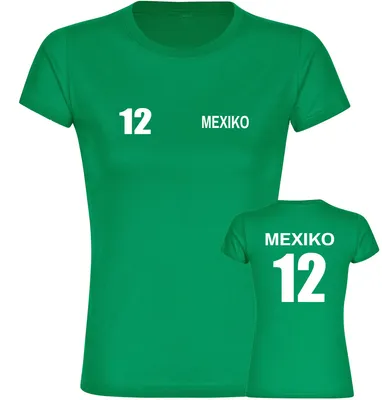 Produktbild von multifanshop Damen T-Shirt - Mexiko - Trikot Nummer 12, grün, Größe M