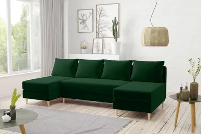 Produktbild von AX LIVING Samt Couch mit Schlaffunktion Hoyton 270 cm in Grün – Stil & Komfort