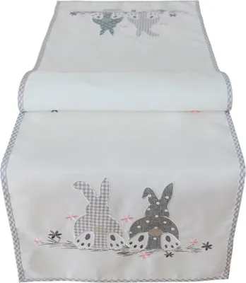 Produktbild von Tischläufer Ostern Osterhasen Applikation Paspelrand 140x40 cm