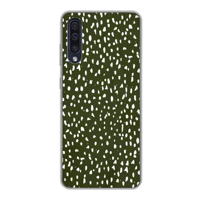 Produktbild von MuchoWow® Handyhülle Schutzhülle Hülle für Samsung Galaxy A30s Polka dots - Weiß - Schwarz Silikon Softcase Handy Hülle - Karteninhaber
