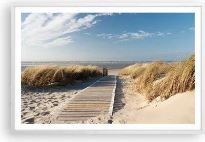 Produktbild von Gerahmtes Poster - Weißer Rahmen - Strand Meer Fußgängerbrücke Ufer - 91,5x61 cm - Wand Bild - Wanddeko - Wandbilder - Wandposter - Bilderrahmen - Bilder - Kunstdruck - Wandbild - P2WAA91x61-2657