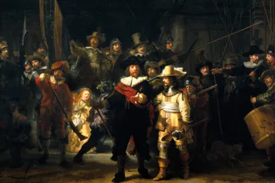 Obrázek produktu pro Van Rijn Rembrandt Art Print Obraz - Noční hlídka, 1642 (80 x 120 cm)