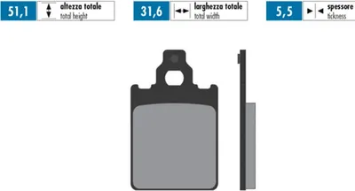Produktbild von POLINI ORIGINAL Bremsbelagsatz 51,1x31,6x5,5 mm