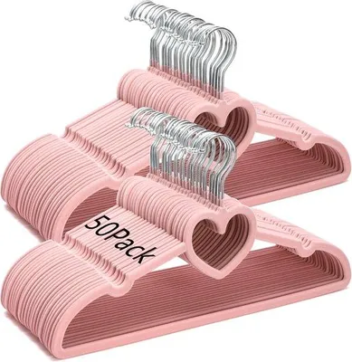 Produktbild von Set aus 50 roten Samt-Haken, antislip-Haken mit 360° drehbaren Gelenken, aus feiner Frottee, geeignet für Erwachsene, für Jacken, Kleider, Hemden, Jacken usw.