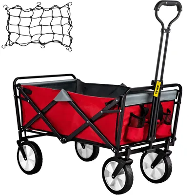 Image de VEVOR Bollerwagen Pliable Chariot de jardin 80kg Chariot à main Rouge/Gris