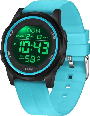 Produktbild von Digitaluhr Herren Damen 5ATM Wasserdicht, Outdoor Sportuhr mit Wecker Countdown LED Licht, Minimalistisch für Jungen Mädchen Senioren, Stoppuhr 12/24H