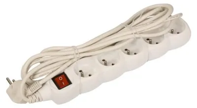 Image de Câble de rallonge avec interrupteur - 5 prises, 5m, blanc 70811