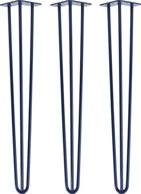 Produktbild von Natural Goods Berlin HAIRPIN Legs, Haarnadelbeine, Möbelfüße, Tischbeine, Marineblau, 71 cm, 3 Streben, 3 Stück