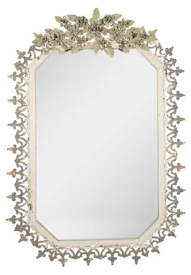 Imagen del producto de Espejo Clayre & Eef, 63x93 cm, gris, verde, metal, motivos florales