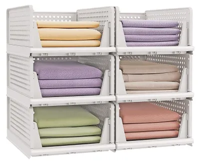 Produktbild von 6-teilige stapelbare Schrankorganisatoren | Weiß | 33x43x18,5 cm