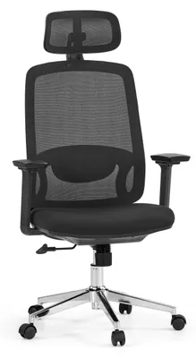 Produktbild von hjh OFFICE Profi Bürostuhl Ergosento Ergonomischer Schreibtischstuhl mit Armlehnen (höhenverstellbar) Stoff / Netzstoff Schwarz Drehstuhl für Büro, Zuhause