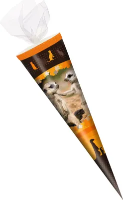 Produktbild von Schultüte / Zuckertüte / 35cm / rund / Tüllverschluss / "Erdmännchen"