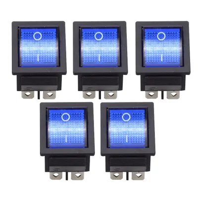 Image de 10Pcs Rocker Switch 6 Pins Blue Plastic with Light for Household Appliances Machine Tool KCD4