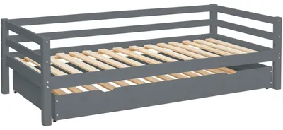 Produktbild von Bett >Athen< inkl. Lattenrost, Grau, Kiefer massiv - 208x60x98cm (BxHxT)